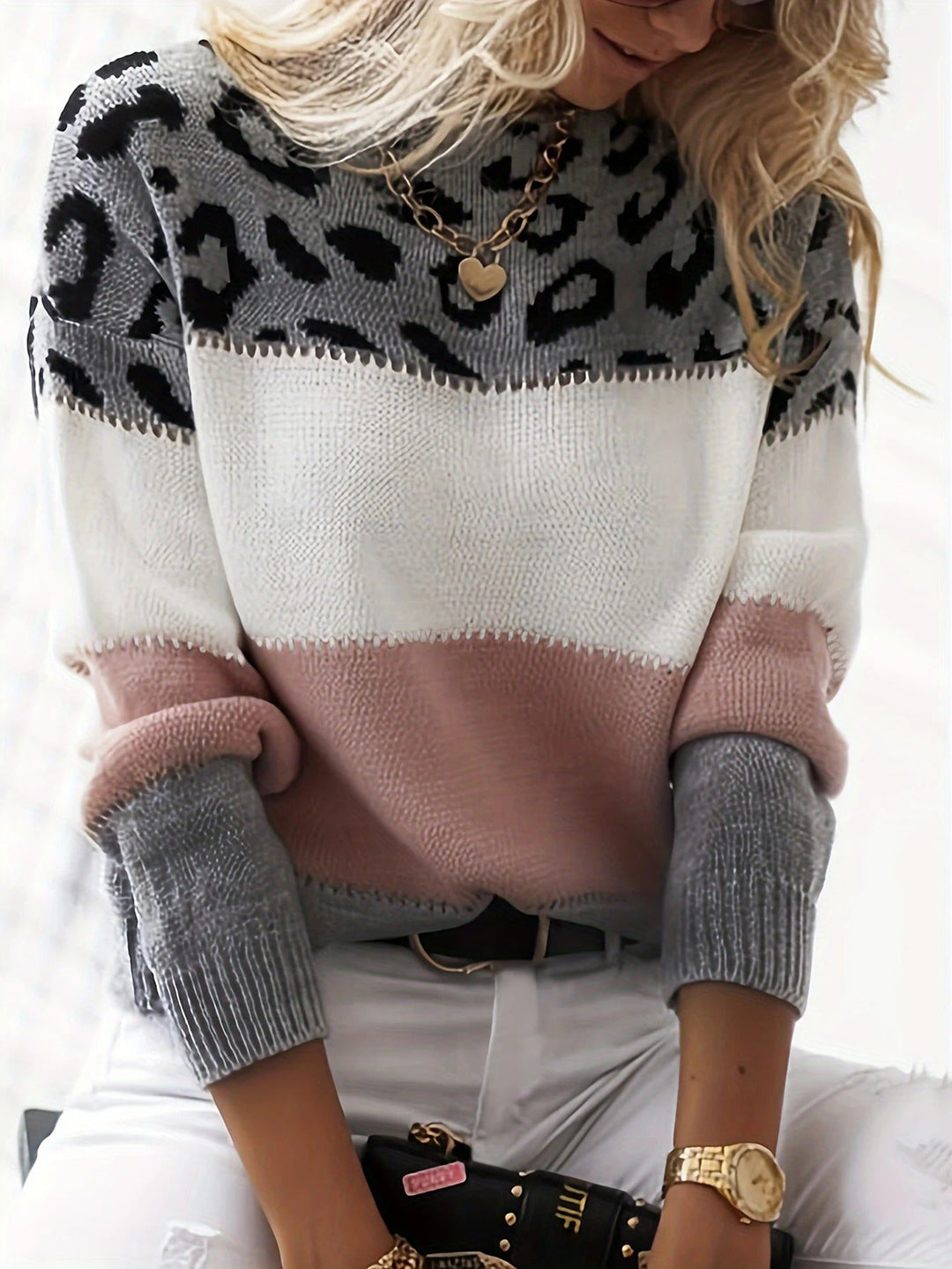Lela | Sweater with Leopard Print
