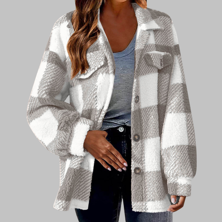 Ermi | Casual Plaid Button Down Long Sleeve Jacket