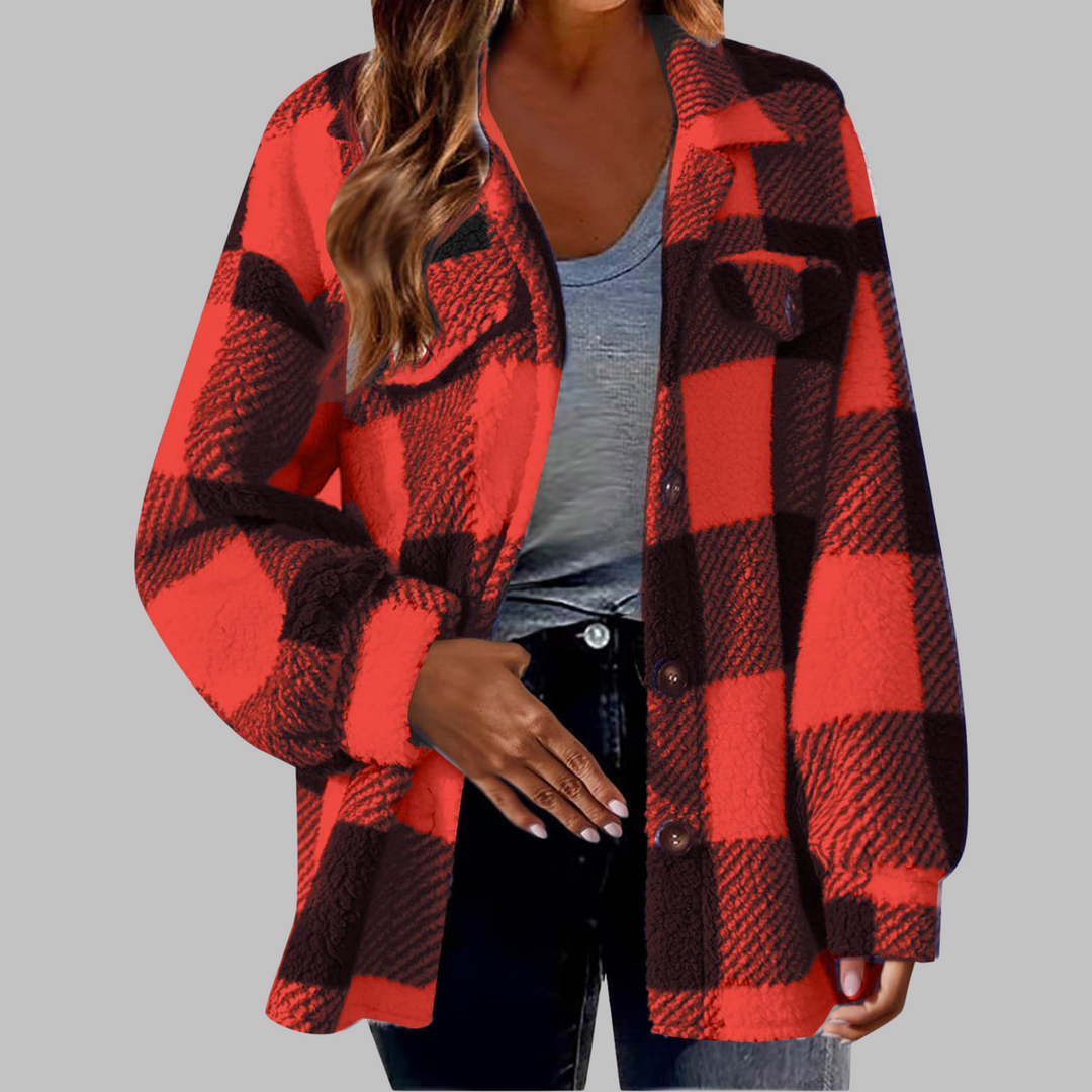 Ermi | Casual Plaid Button Down Long Sleeve Jacket