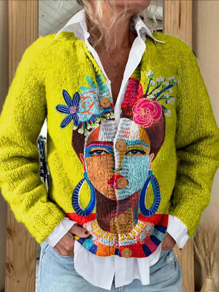 Noor - Artistic Portrait Cardigan