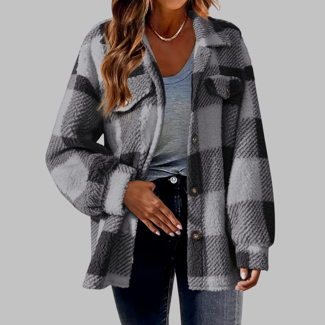 Ermi | Casual Plaid Button Down Long Sleeve Jacket
