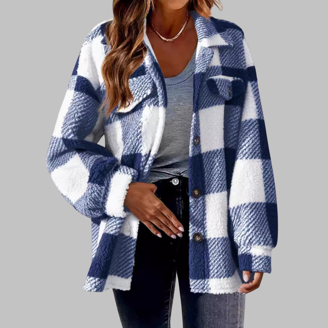 Ermi | Casual Plaid Button Down Long Sleeve Jacket