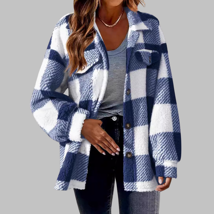 Ermi | Casual Plaid Button Down Long Sleeve Jacket