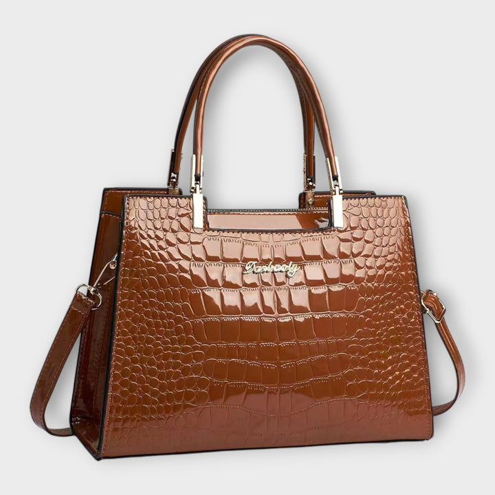 Glossy Crocodile Pattern Handbag