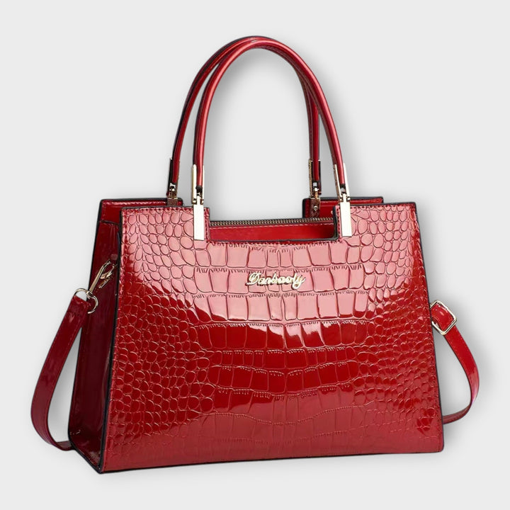 Glossy Crocodile Pattern Handbag