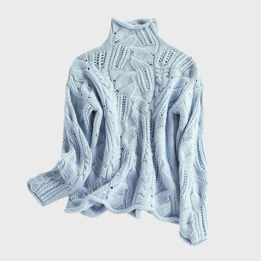 Ksenia – Cashmere Turtleneck with Cable Knit Pattern