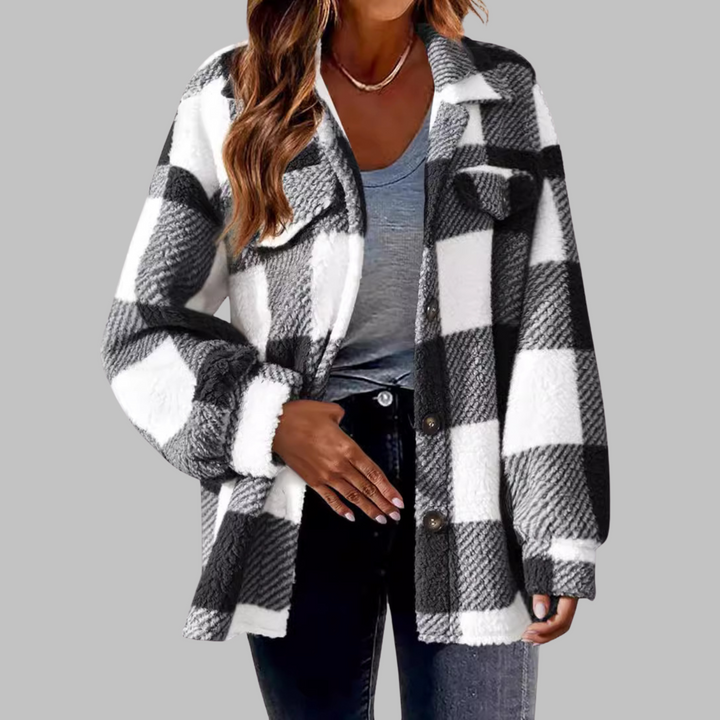 Ermi | Casual Plaid Button Down Long Sleeve Jacket