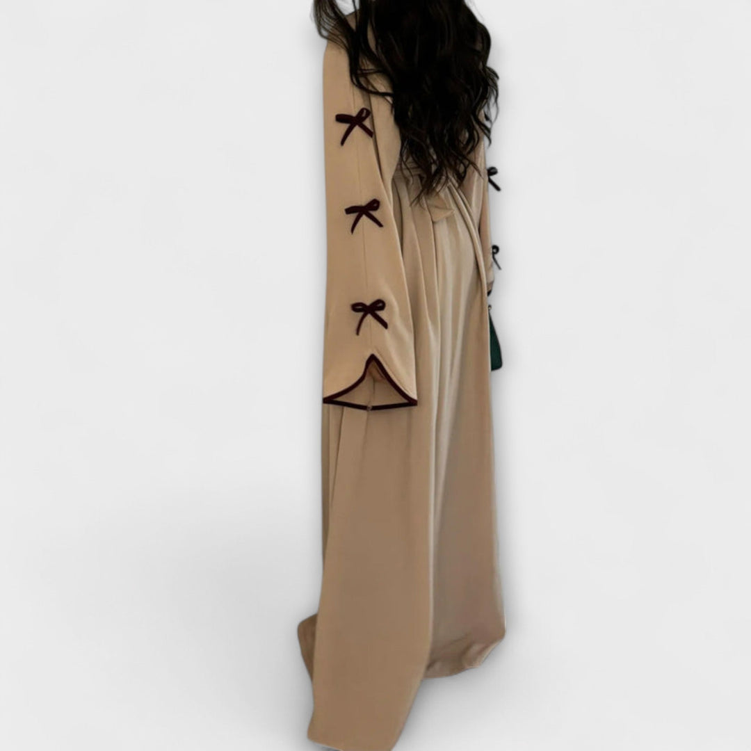 Stylish Cardigan and Dress Combination with Striped Decoration