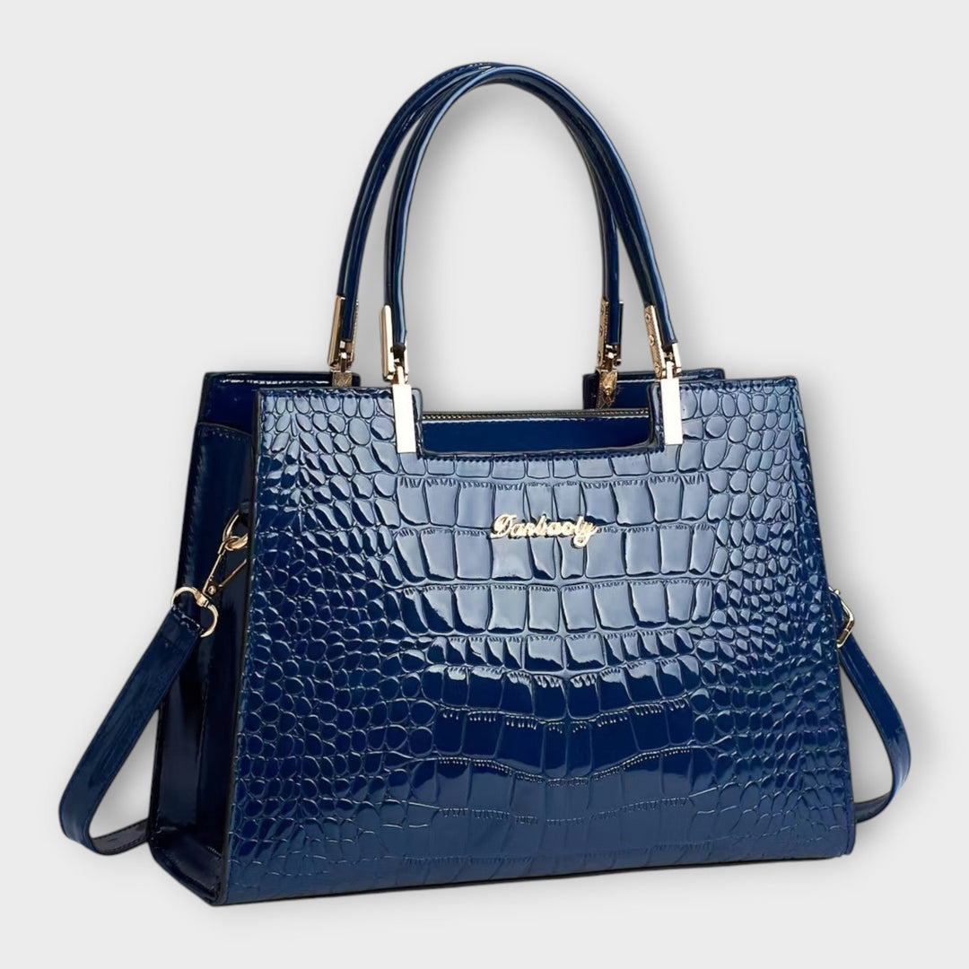 Glossy Crocodile Pattern Handbag