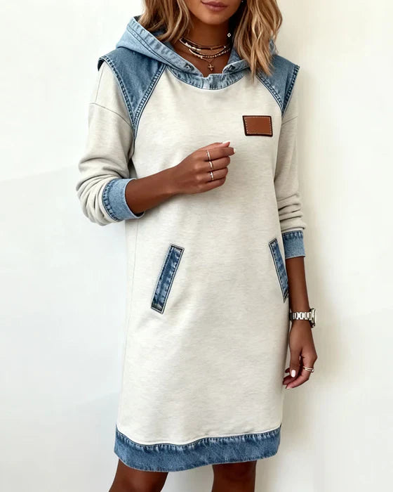Lunariae - Casual Hooded Dress with Contrasting Style
