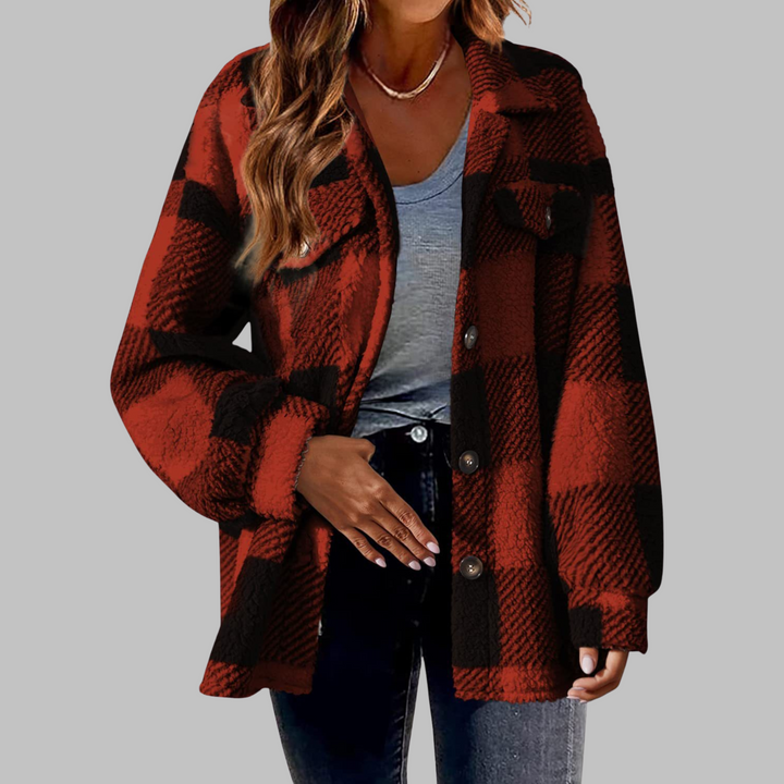 Ermi | Casual Plaid Button Down Long Sleeve Jacket