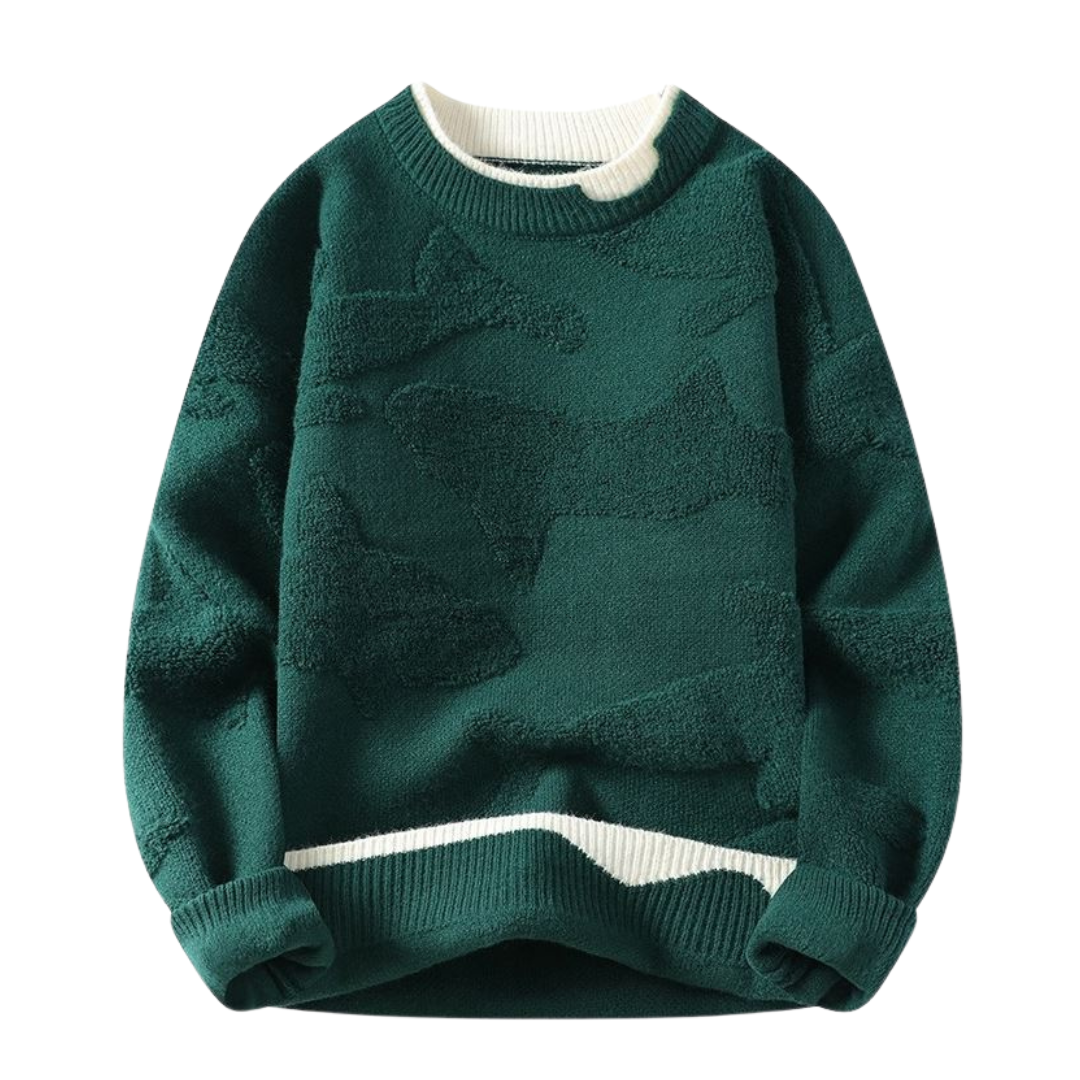 Sweater with Textured Abstract Pattern