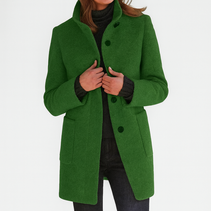 LIDIA – Elegant Wool Blend Jacket with High Collar for Effortless Warmth