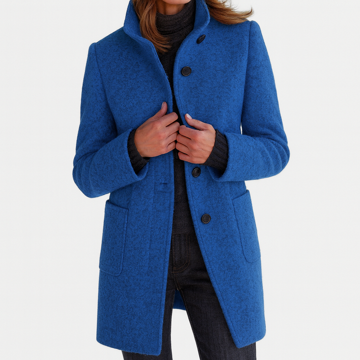 LIDIA – Elegant Wool Blend Jacket with High Collar for Effortless Warmth