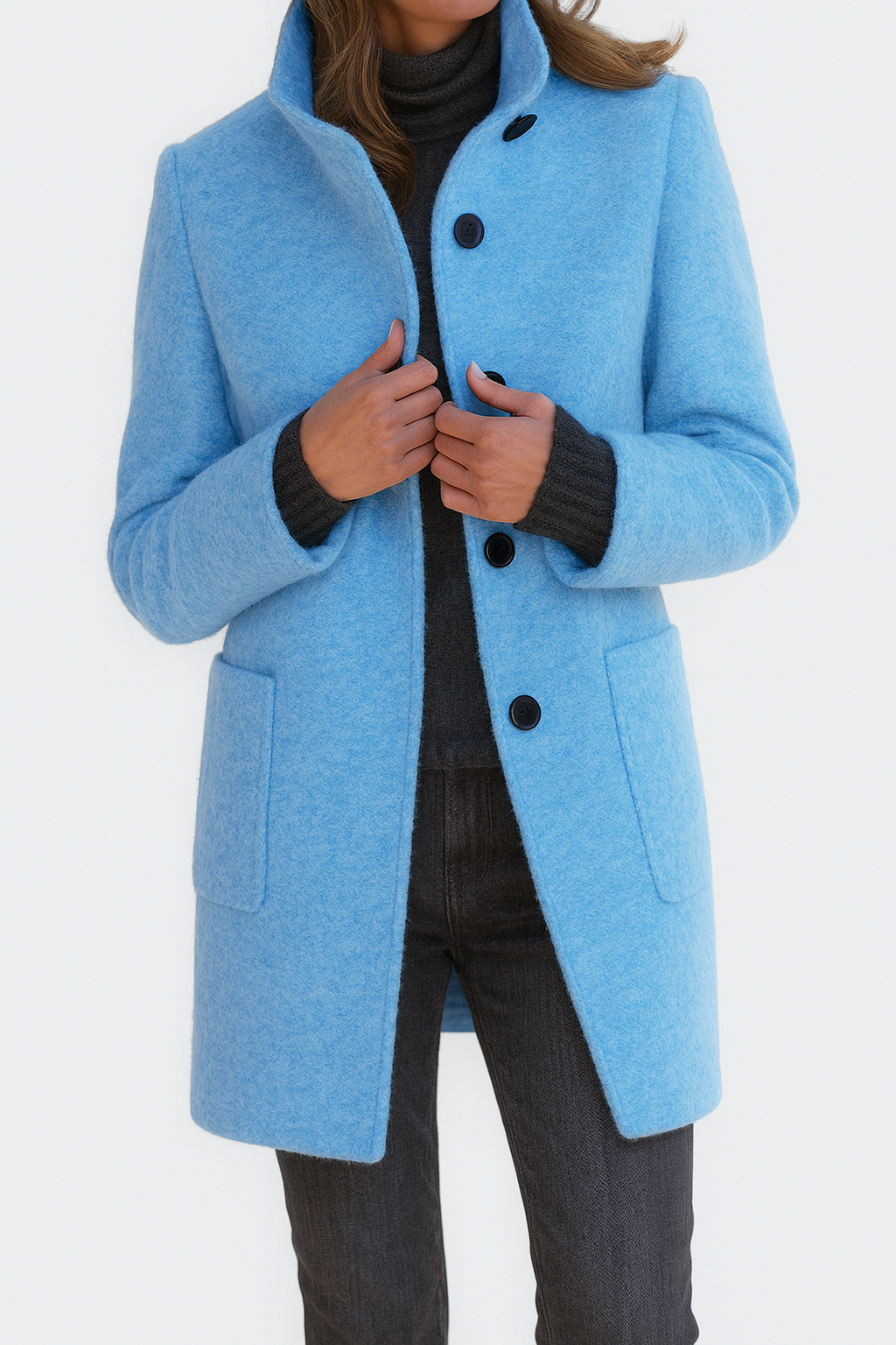 Aurora | Wool-Blend Stand Collar Coat
