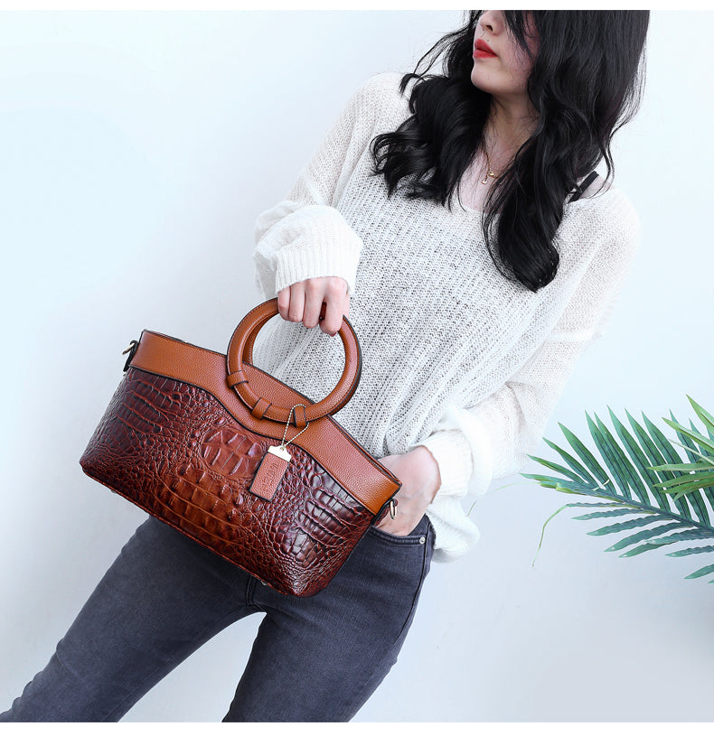 Violet | Chic Handbag Featuring Luxurious Crocodile Embossing