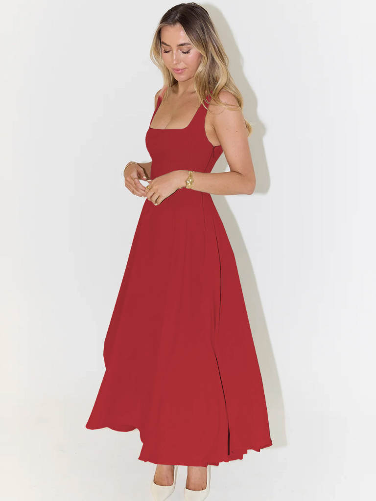 Elegant Midi Dress with Romantic Line