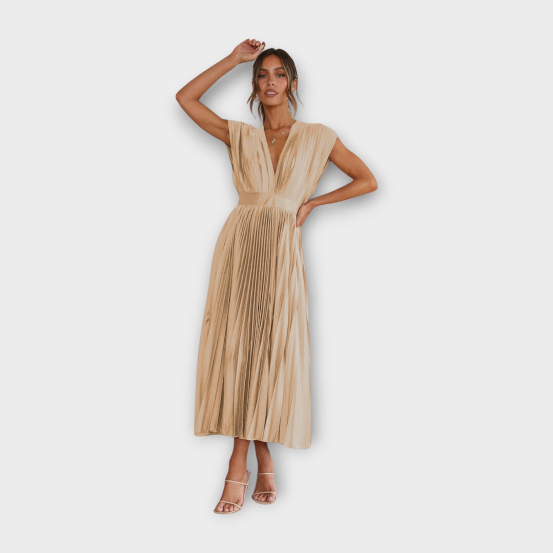 Midi Pleated Dress with Romantic Elegance