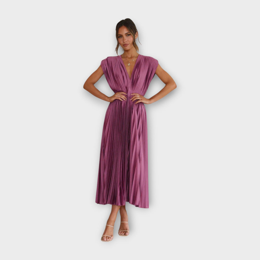 Midi Pleated Dress with Romantic Elegance
