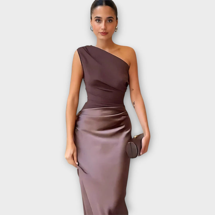 Amber One-Shoulder Satin Maxi Dress