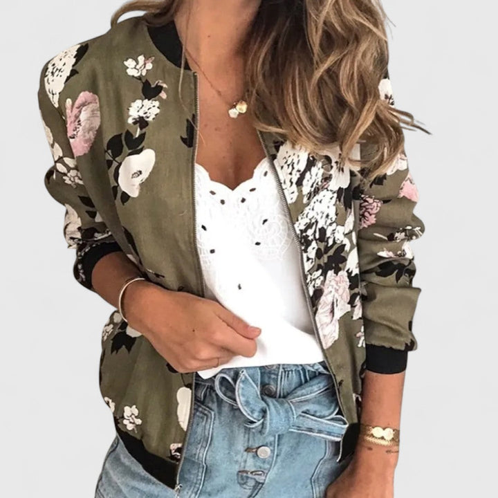Margot – Elegant Floral Bomber Cardigan