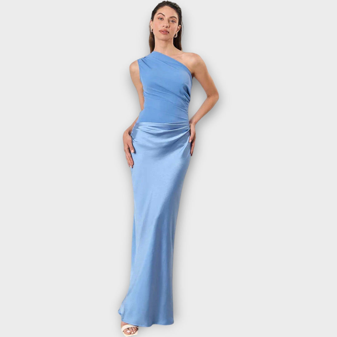 Amber One-Shoulder Satin Maxi Dress