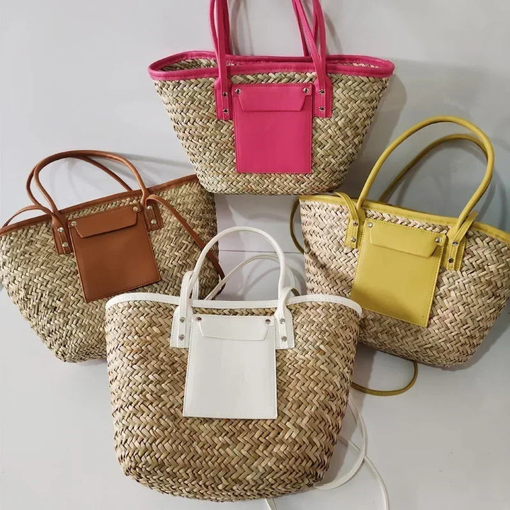 Georgia | Chic Straw Bag with Leather Details