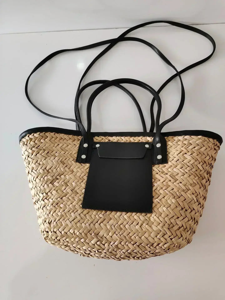 Georgia | Chic Straw Bag with Leather Details