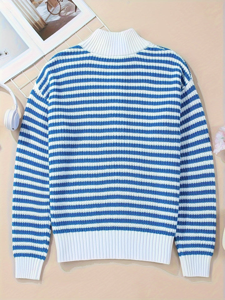 Celia | Striped Zipper Sweater