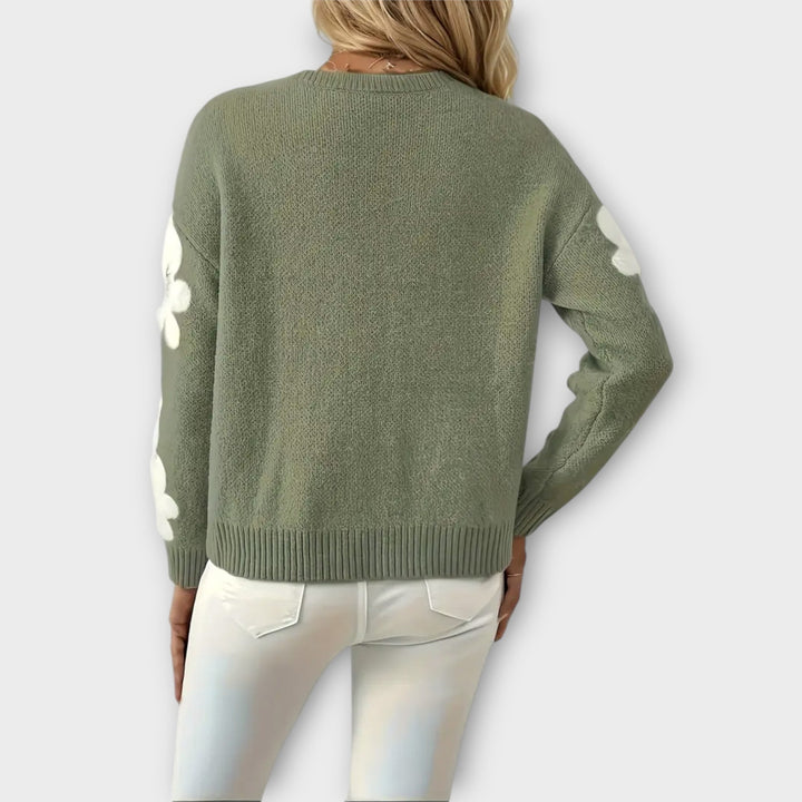 Soft Knit Sweater with Floral Design