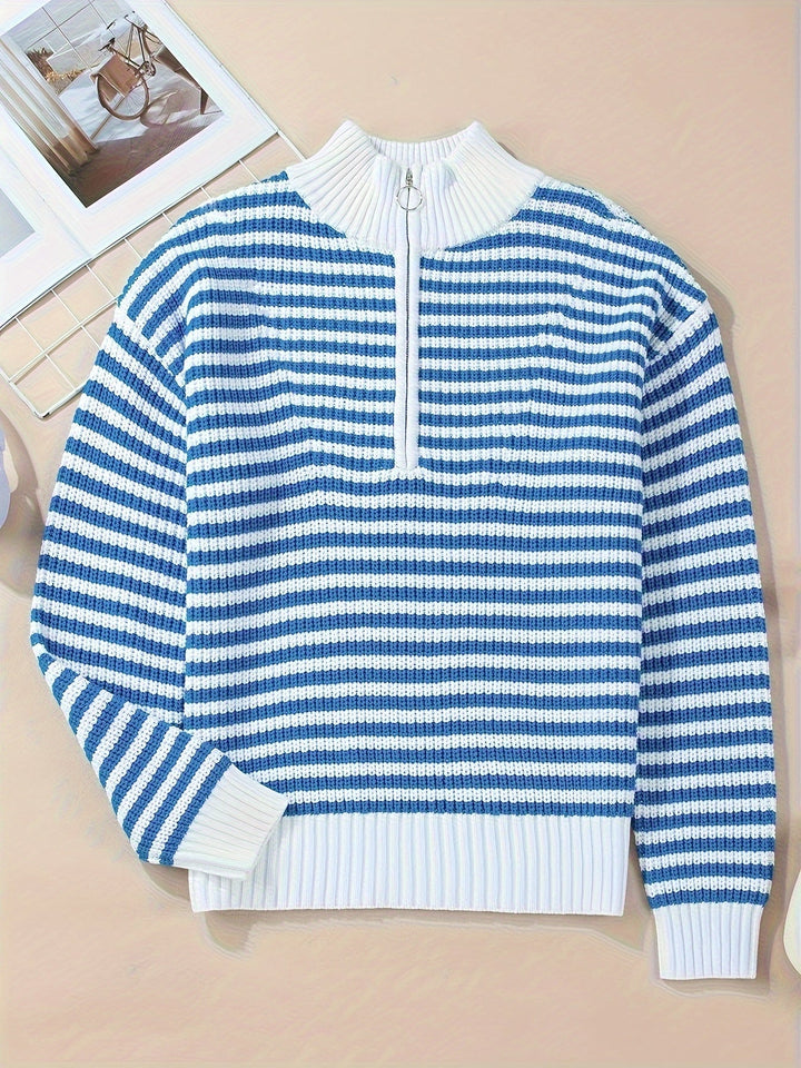 Celia | Striped Zipper Sweater