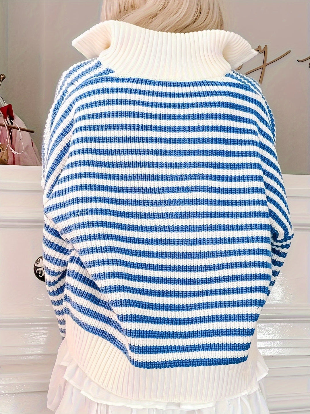 Celia | Striped Zipper Sweater