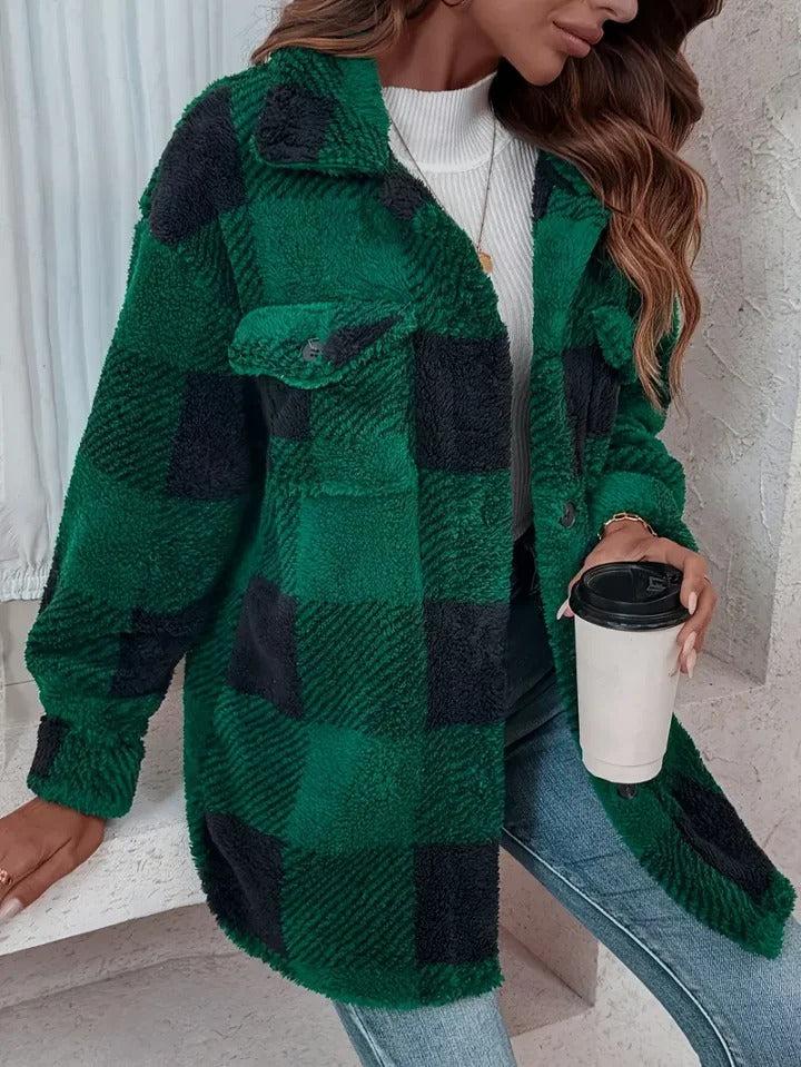 Mila | Soft Plaid Fleece Jacket