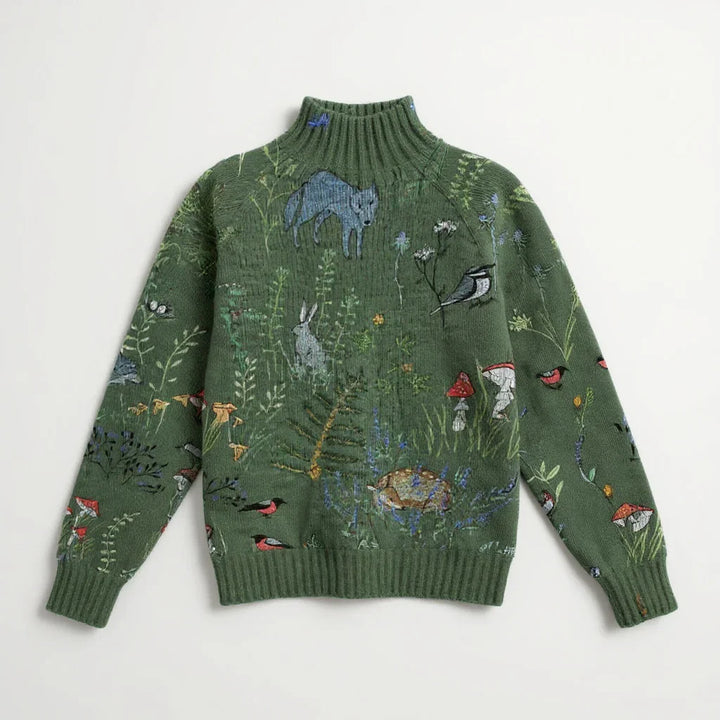 HANA™ | Cozy Knitted Sweater with Forest-Inspired Print